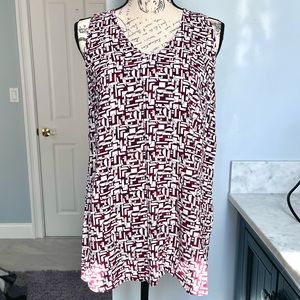 NIC+ZOE Red And White Patterned Tank Top